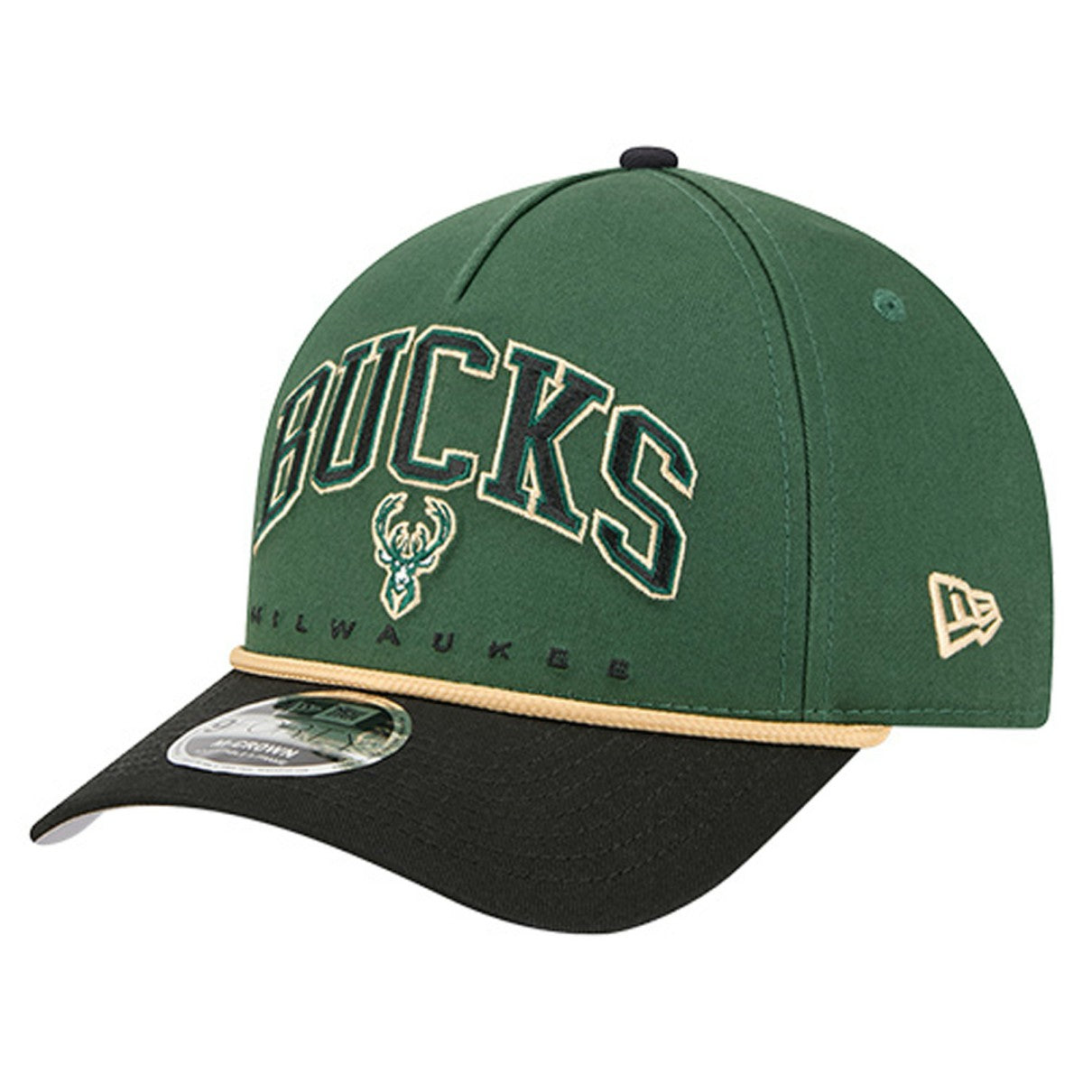 Milwaukee Bucks Bold Arch COOLERA 9FORTY A-Frame M-Crown Adjustable Hat - Hunter Green shop