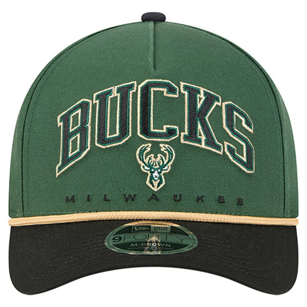 Milwaukee Bucks Bold Arch COOLERA 9FORTY A-Frame M-Crown Adjustable Hat - Hunter Green shop