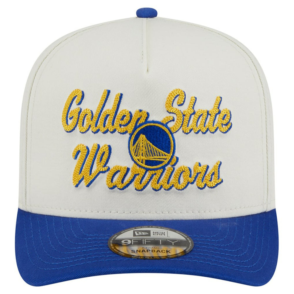 Golden State Warriors Chainstitch 9FIFTY A-Frame Snapback Hat sale - Cream/Royal shop