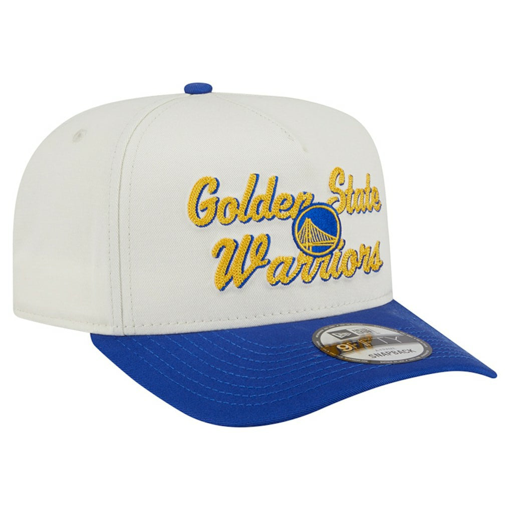 Golden State Warriors Chainstitch 9FIFTY A-Frame Snapback Hat sale - Cream/Royal shop