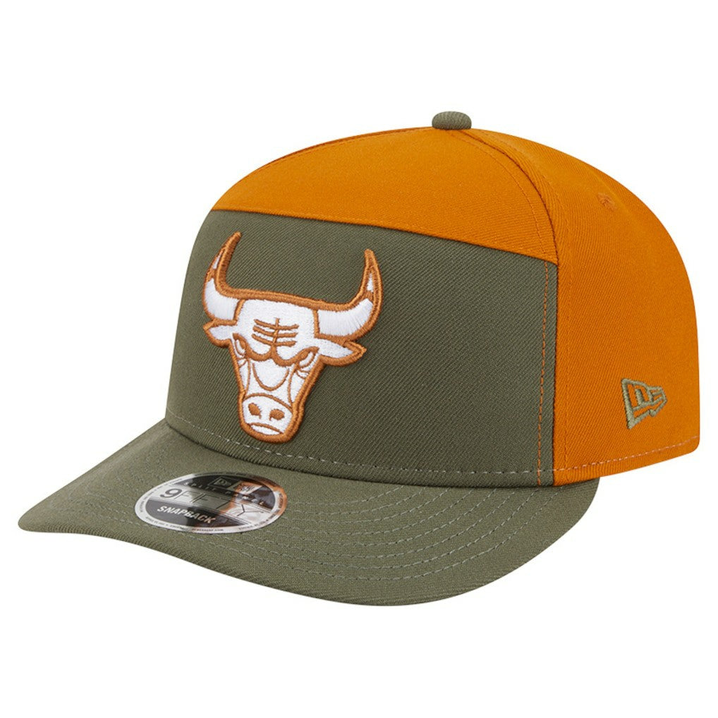 Chicago Bulls Two-Tone Color Pack Split Panel 9FIFTY Adjustable Hat - Olive/Burnt Orange sale