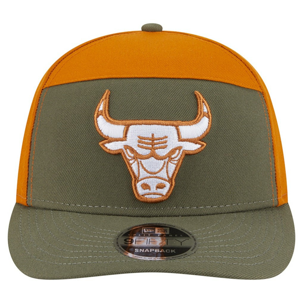 Chicago Bulls Two-Tone Color Pack Split Panel 9FIFTY Adjustable Hat - Olive/Burnt Orange sale