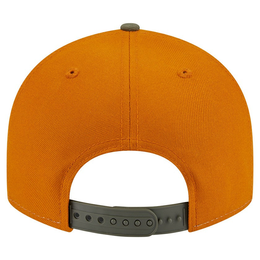 Los Angeles Lakers Two-Tone Color Pack Split Panel 9FIFTY Adjustable Hat - Olive/Burnt Orange shop