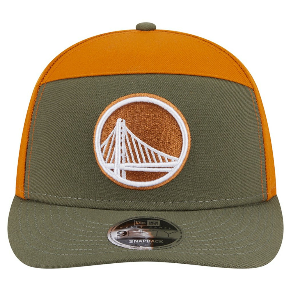 Golden State Warriors Two-Tone Color Pack Split Panel 9FIFTY Adjustable Hat sale - Olive/Burnt Orange cheap