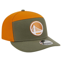 Golden State Warriors Two-Tone Color Pack Split Panel 9FIFTY Adjustable Hat sale - Olive/Burnt Orange cheap