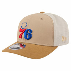 Philadelphia 76ers Two-Tone 9SEVENTY Adjustable Trucker Hat - Tan/Light Brown for sale