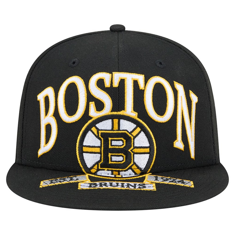 Boston Bruins New Era Oversized Vintage Arch 59Fifty Fitted Hat - Black Hats