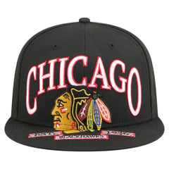 Chicago Blackhawks New Era Oversized Vintage Arch 59Fifty Fitted Hat - Black Hats
