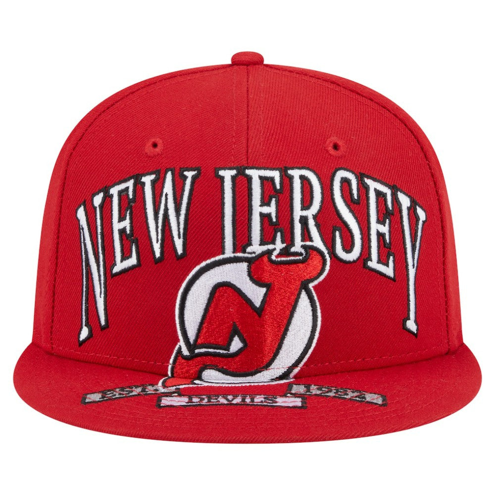 New Jersey Devils New Era Oversized Vintage Arch 59Fifty Fitted Hat - Red Jerseys