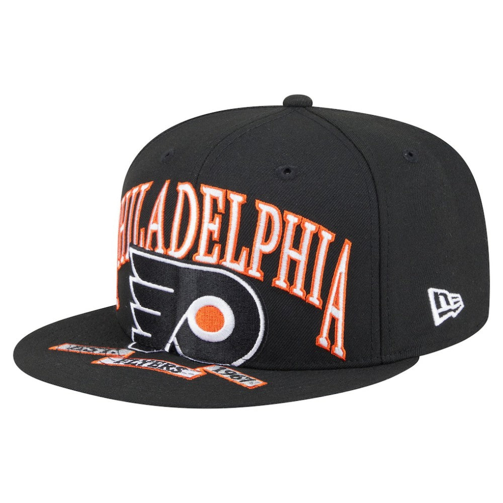 Philadelphia Flyers New Era Oversized Vintage Arch 59Fifty Fitted Hat - Black Hats