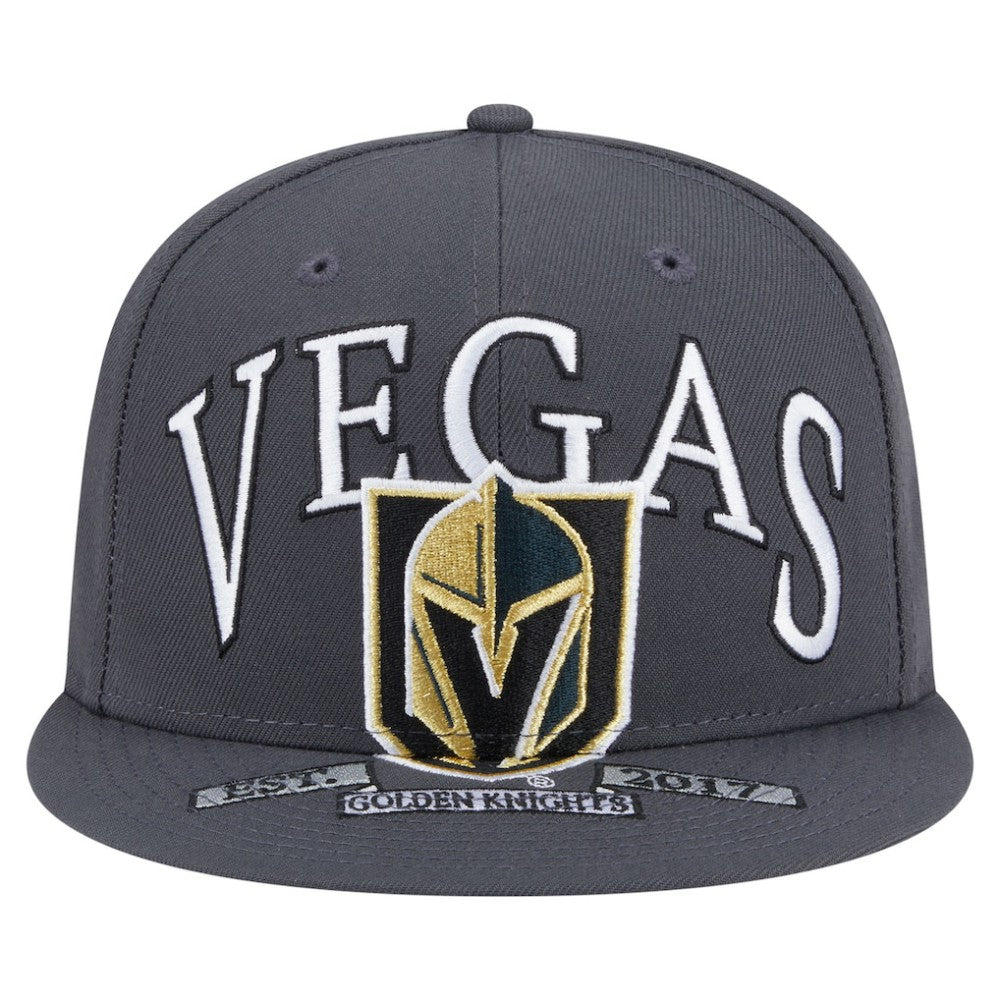 Vegas Golden Knights New Era Oversized Vintage Arch 59Fifty Fitted Hat - Gray Hats