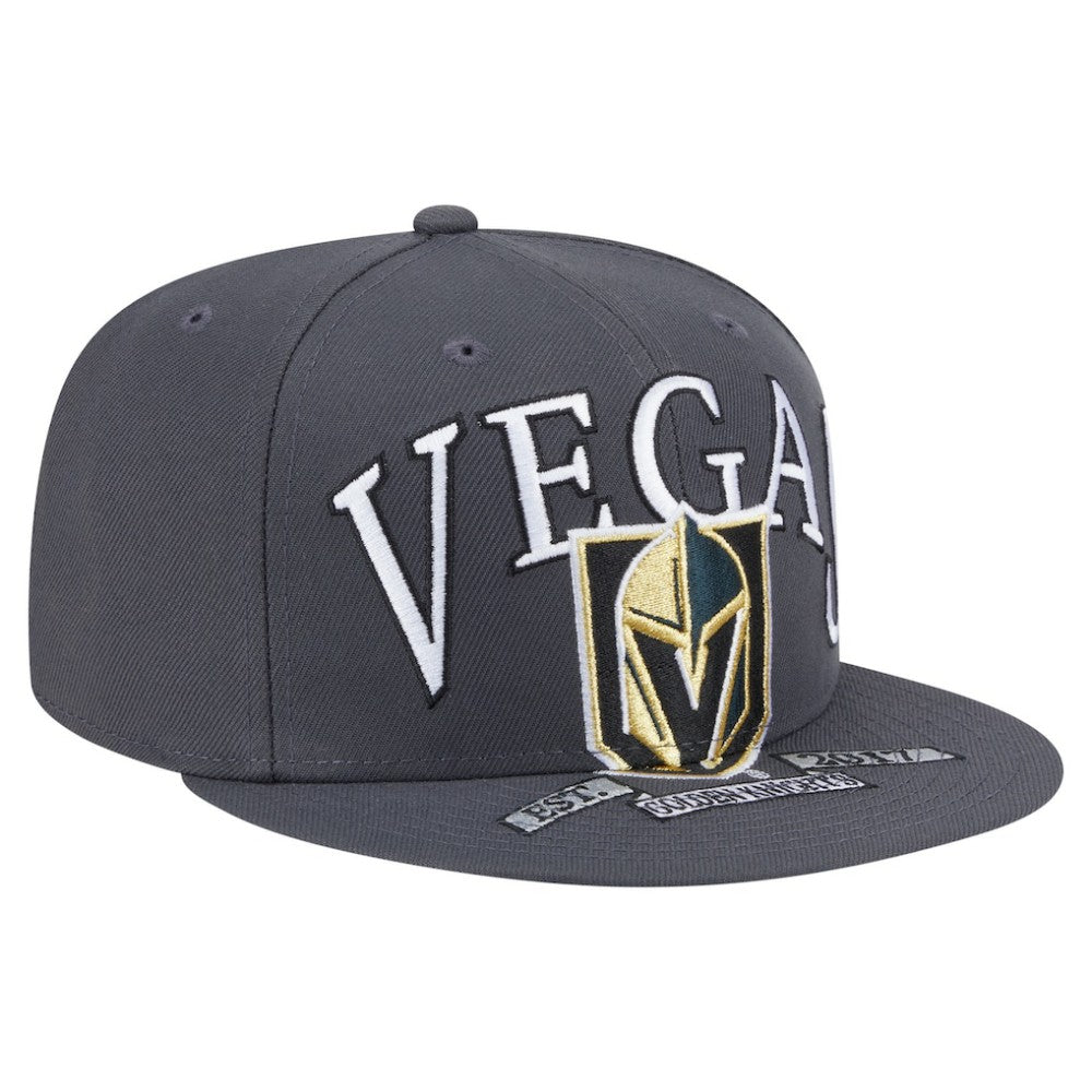 Vegas Golden Knights New Era Oversized Vintage Arch 59Fifty Fitted Hat - Gray Hats