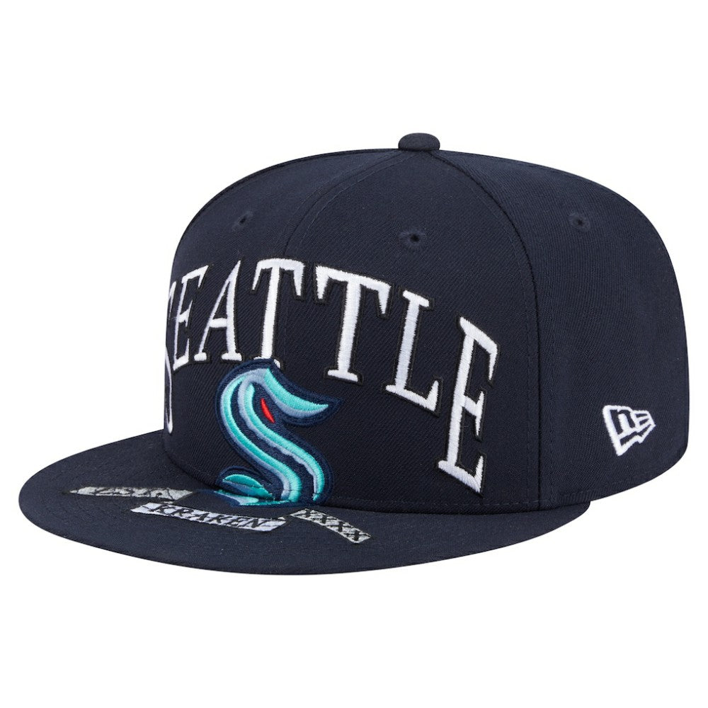 Seattle Kraken New Era Oversized Vintage Arch 59Fifty Fitted Hat - Deep Sea Blue Hats