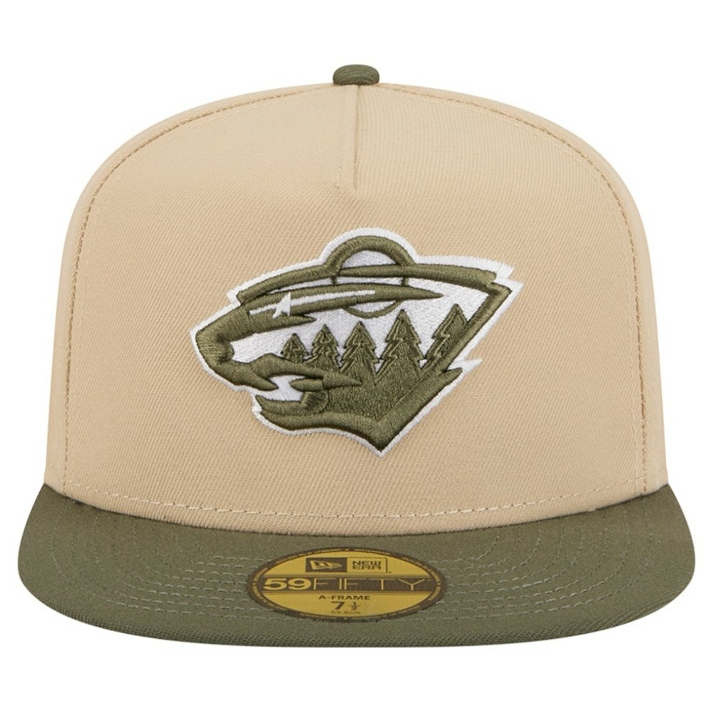 Minnesota Wild New Era Color Pack Two-Tone 59FIFTY A-Frame Fitted Hat - Tan/Olive Hats