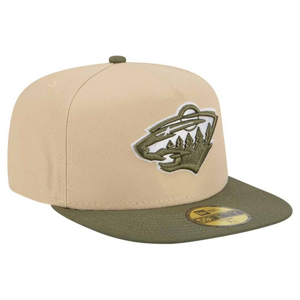 Minnesota Wild New Era Color Pack Two-Tone 59FIFTY A-Frame Fitted Hat - Tan/Olive Hats