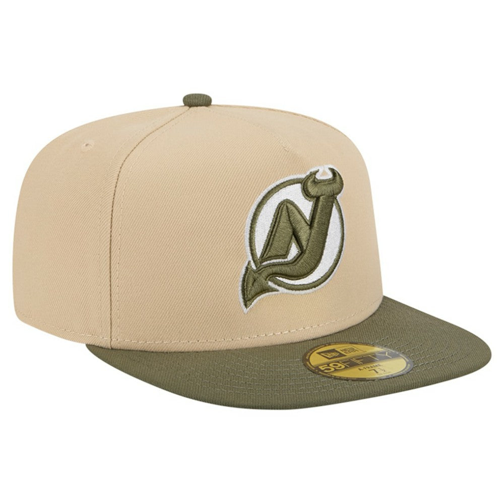 New Jersey Devils New Era Color Pack Two-Tone 59FIFTY A-Frame Fitted Hat - Tan/Olive Jerseys