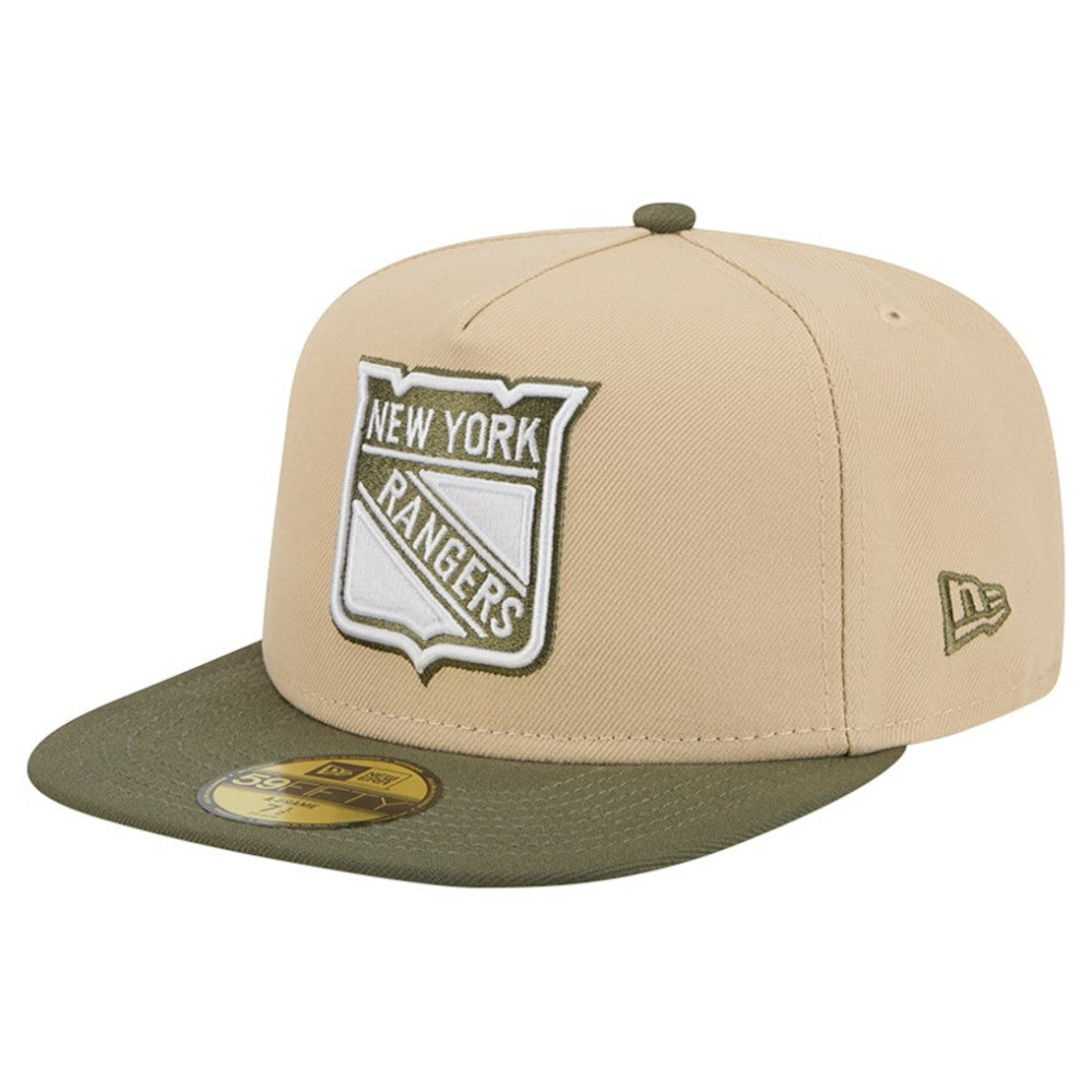 New York Rangers New Era Color Pack Two-Tone 59FIFTY A-Frame Fitted Hat - Tan/Olive Hats