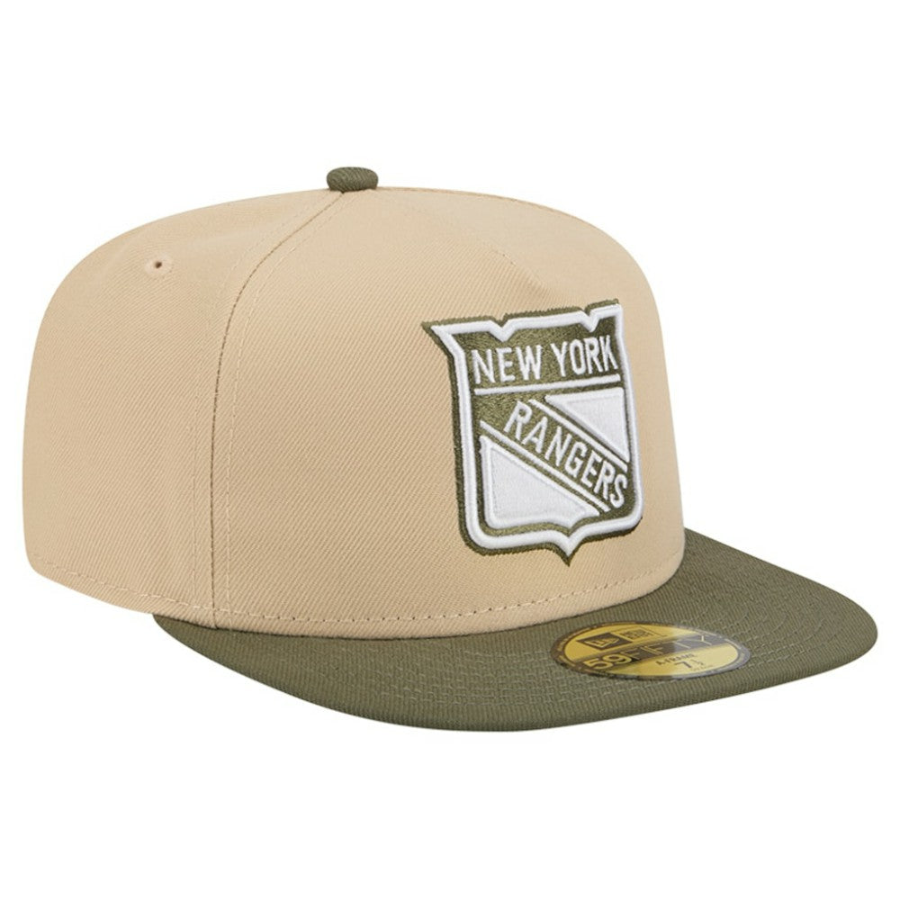 New York Rangers New Era Color Pack Two-Tone 59FIFTY A-Frame Fitted Hat - Tan/Olive Hats