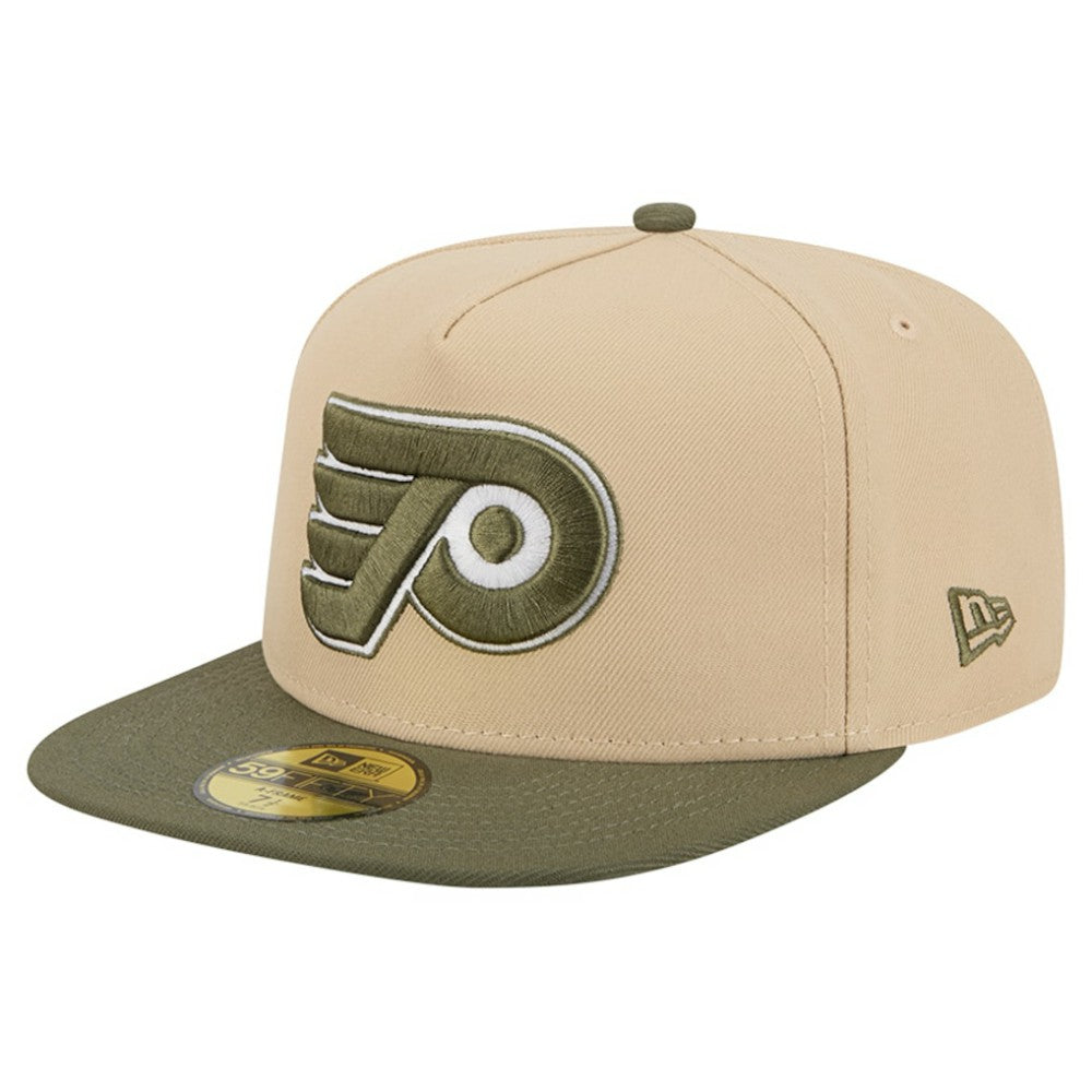 Philadelphia Flyers New Era Color Pack Two-Tone 59FIFTY A-Frame Fitted Hat - Tan/Olive Hats