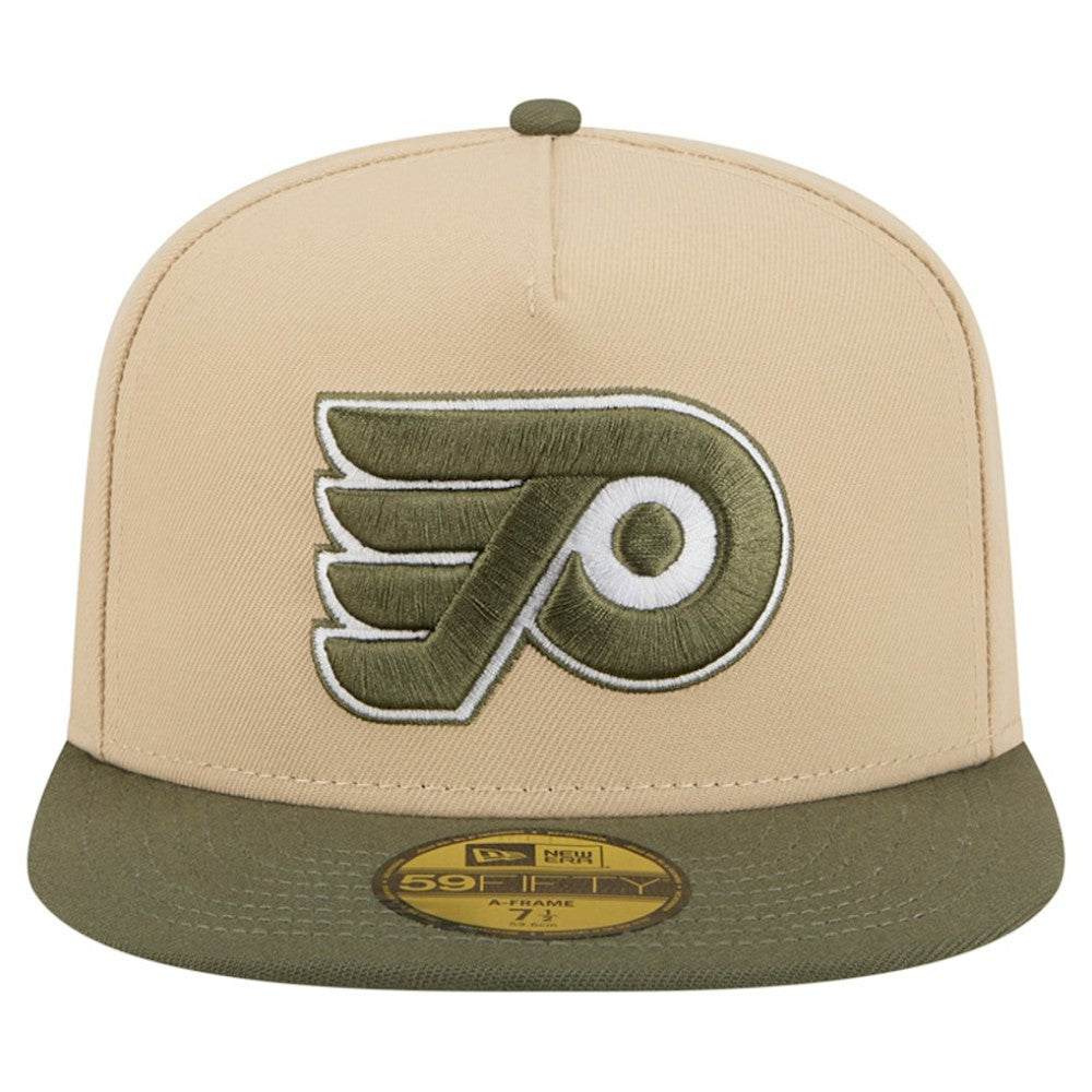 Philadelphia Flyers New Era Color Pack Two-Tone 59FIFTY A-Frame Fitted Hat - Tan/Olive Hats