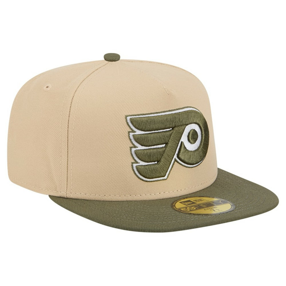 Philadelphia Flyers New Era Color Pack Two-Tone 59FIFTY A-Frame Fitted Hat - Tan/Olive Hats