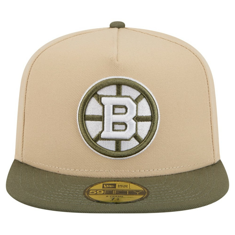 Boston Bruins New Era Color Pack Two-Tone 59FIFTY A-Frame Fitted Hat - Tan/Olive Hats