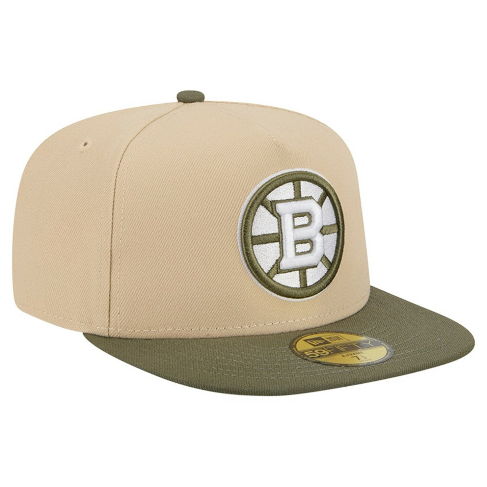 Boston Bruins New Era Color Pack Two-Tone 59FIFTY A-Frame Fitted Hat - Tan/Olive Hats