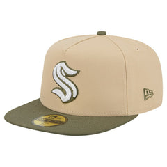 Seattle Kraken New Era Color Pack Two-Tone 59FIFTY A-Frame Fitted Hat - Tan/Olive Hats