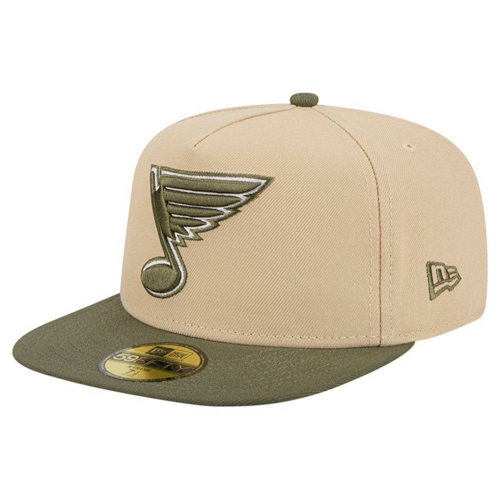 St. Louis Blues New Era Color Pack Two-Tone 59FIFTY A-Frame Fitted Hat - Tan/Olive Hats