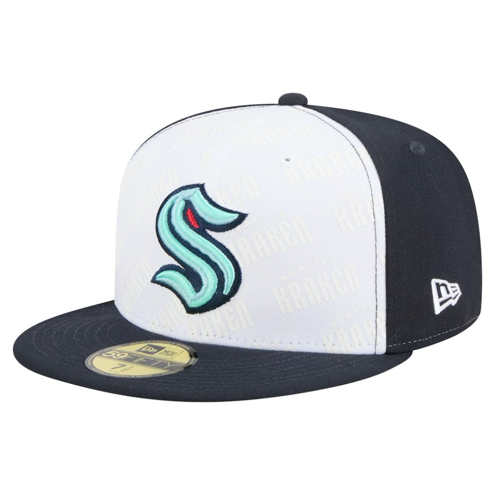 Seattle Kraken New Era Repeat Two-Tone 59FIFTY Fitted Hat - White/Deep Sea Blue Hats