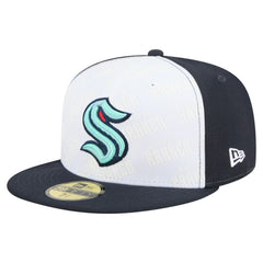 Seattle Kraken New Era Repeat Two-Tone 59FIFTY Fitted Hat - White/Deep Sea Blue Hats