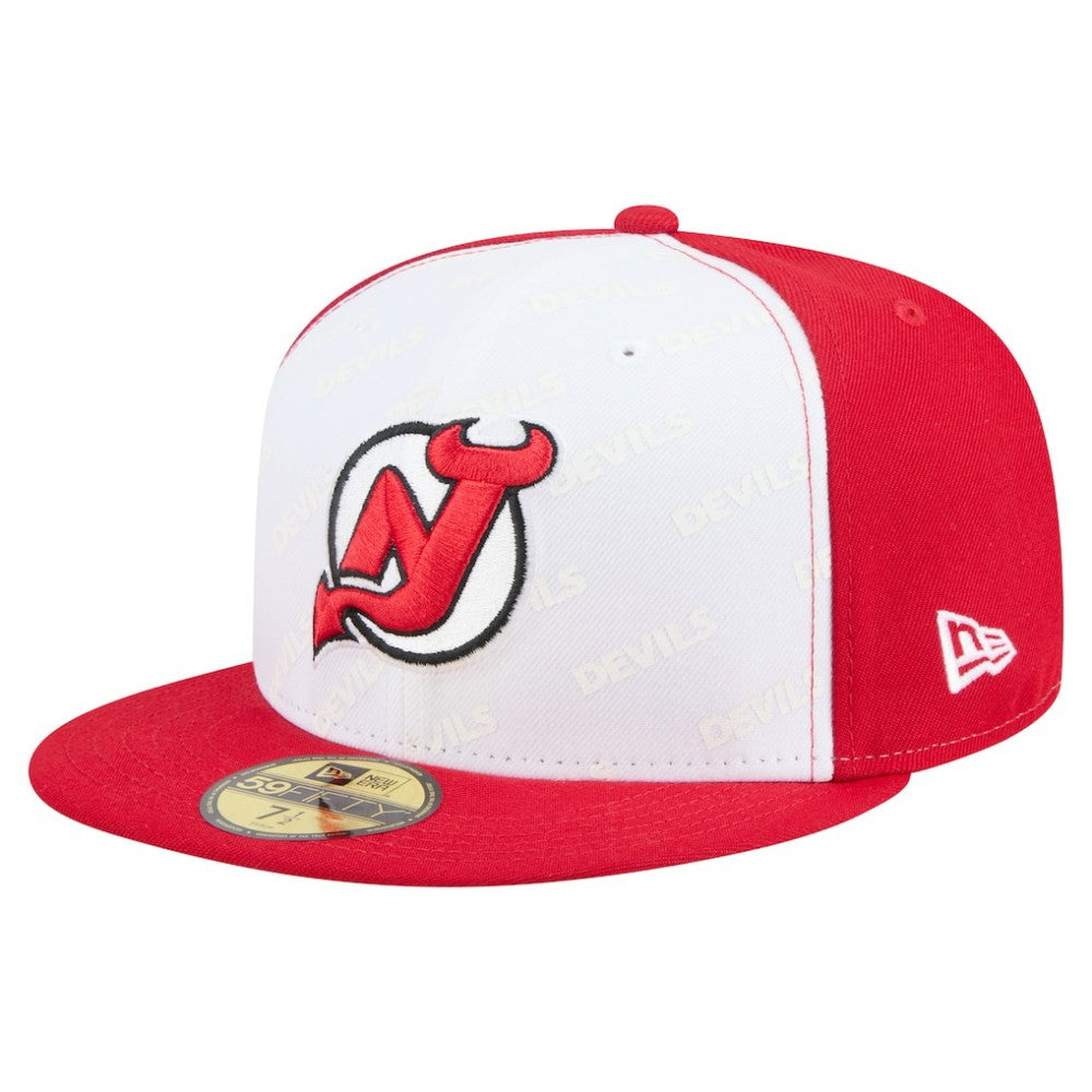 New Jersey Devils New Era Repeat Two-Tone 59FIFTY Fitted Hat - White/Red Jerseys