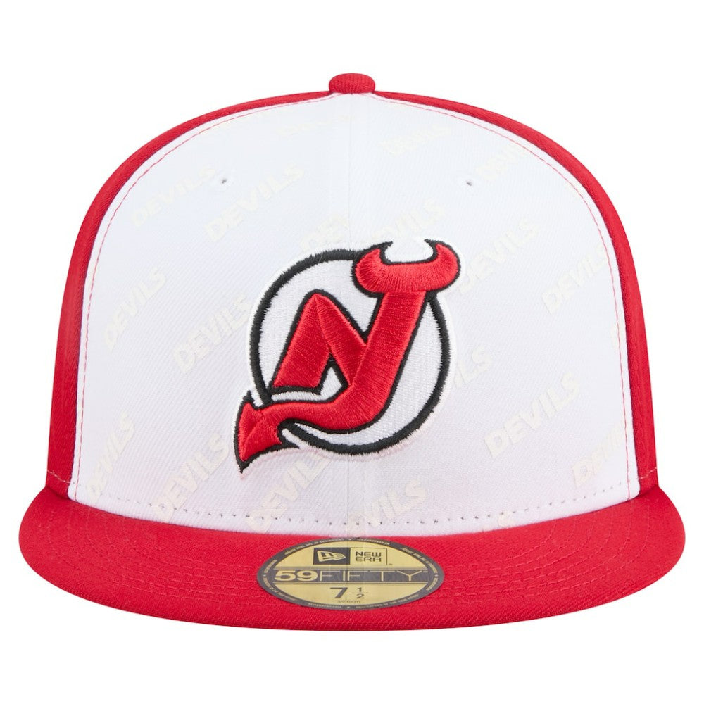 New Jersey Devils New Era Repeat Two-Tone 59FIFTY Fitted Hat - White/Red Jerseys