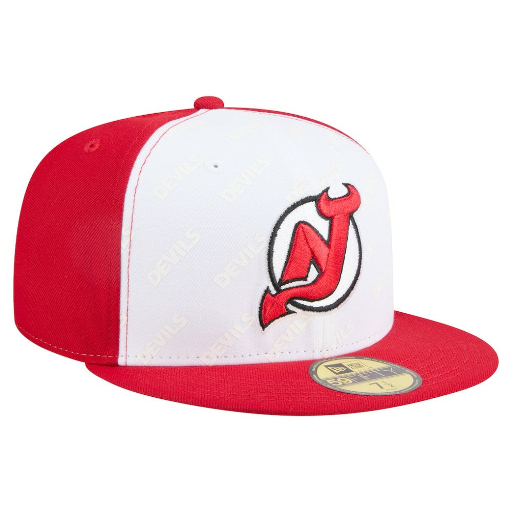 New Jersey Devils New Era Repeat Two-Tone 59FIFTY Fitted Hat - White/Red Jerseys