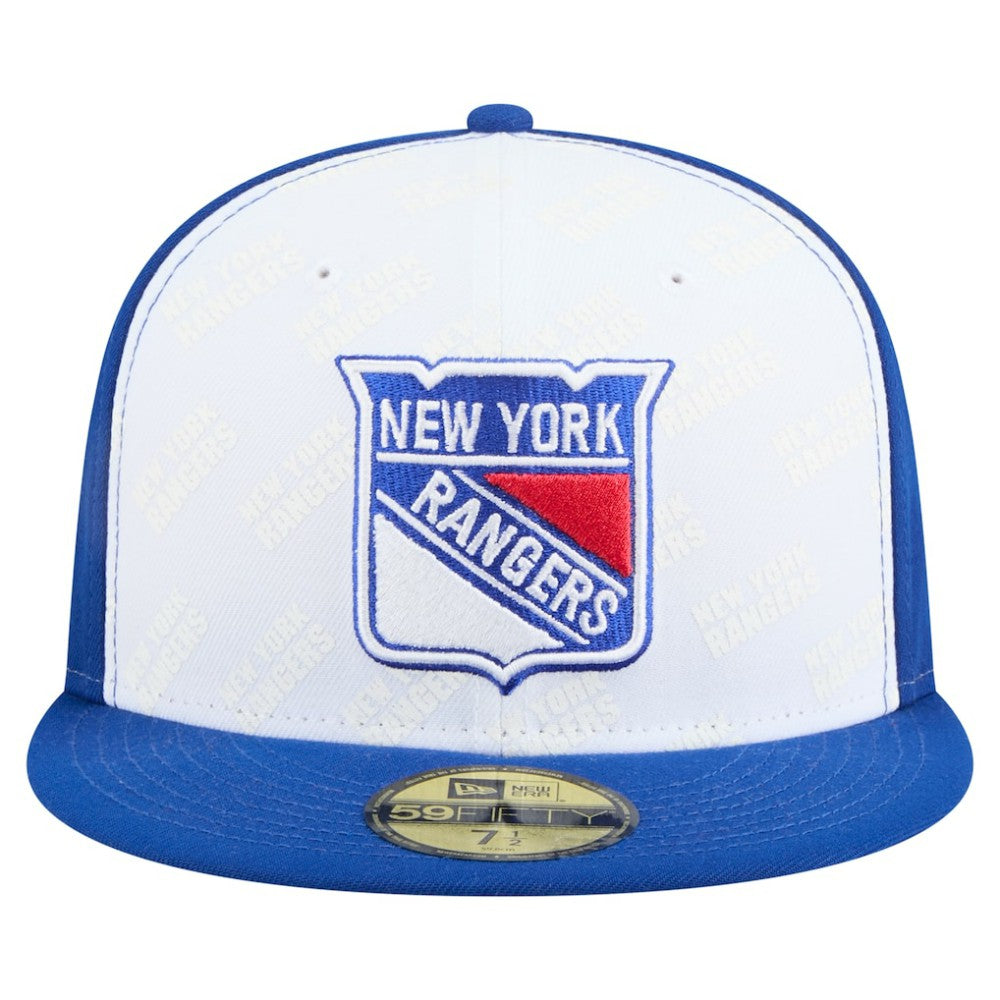 New York Rangers New Era Repeat Two-Tone 59FIFTY Fitted Hat - White/Blue Hats