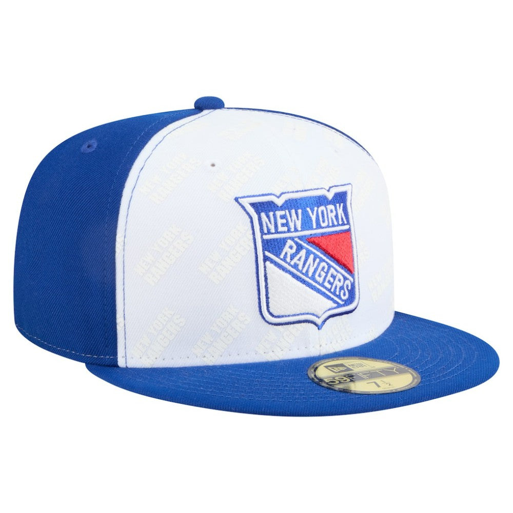 New York Rangers New Era Repeat Two-Tone 59FIFTY Fitted Hat - White/Blue Hats