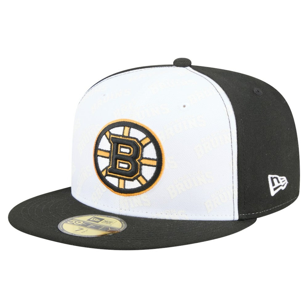 Boston Bruins New Era Repeat Two-Tone 59FIFTY Fitted Hat - White/Black Hats