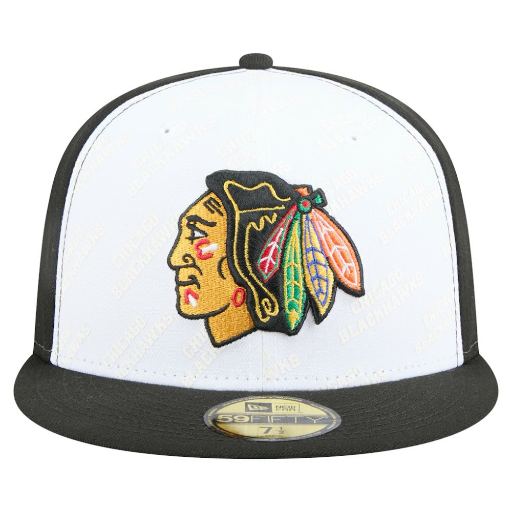 Chicago Blackhawks New Era Repeat Two-Tone 59FIFTY Fitted Hat - White/Black Hats