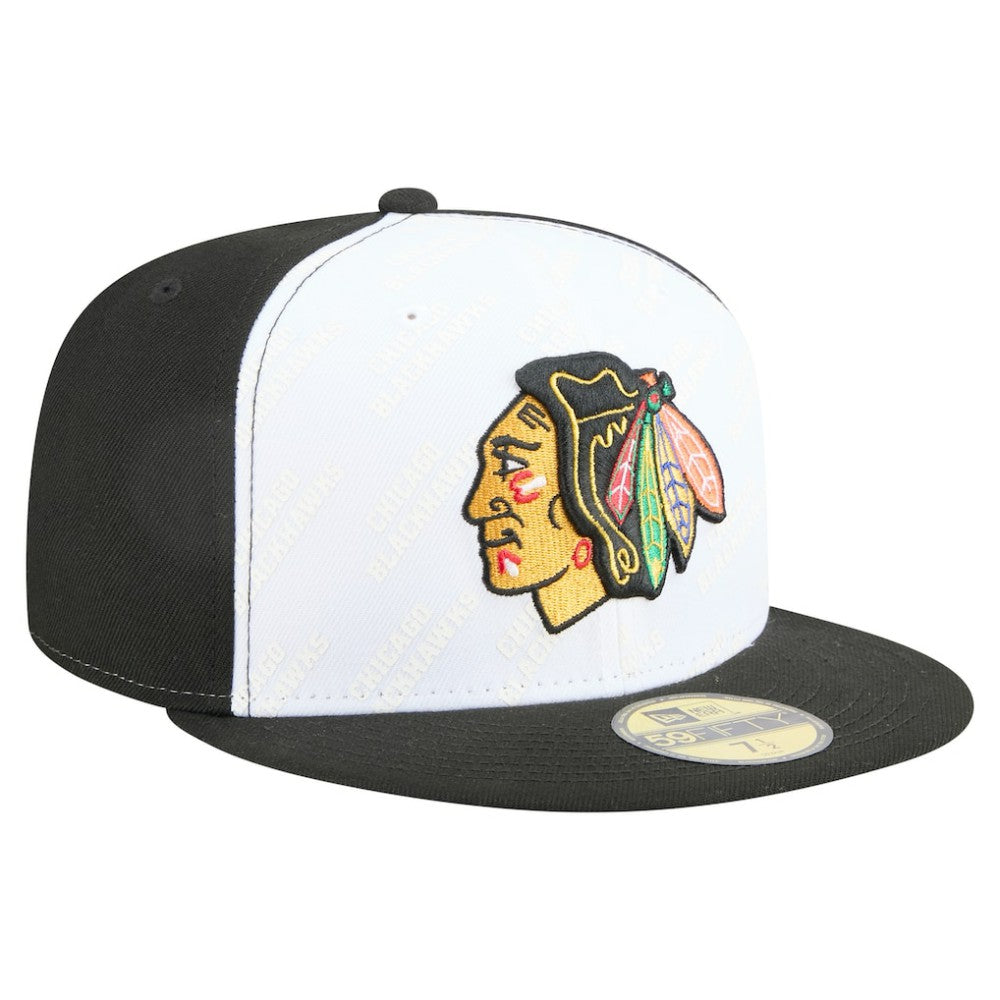 Chicago Blackhawks New Era Repeat Two-Tone 59FIFTY Fitted Hat - White/Black Hats
