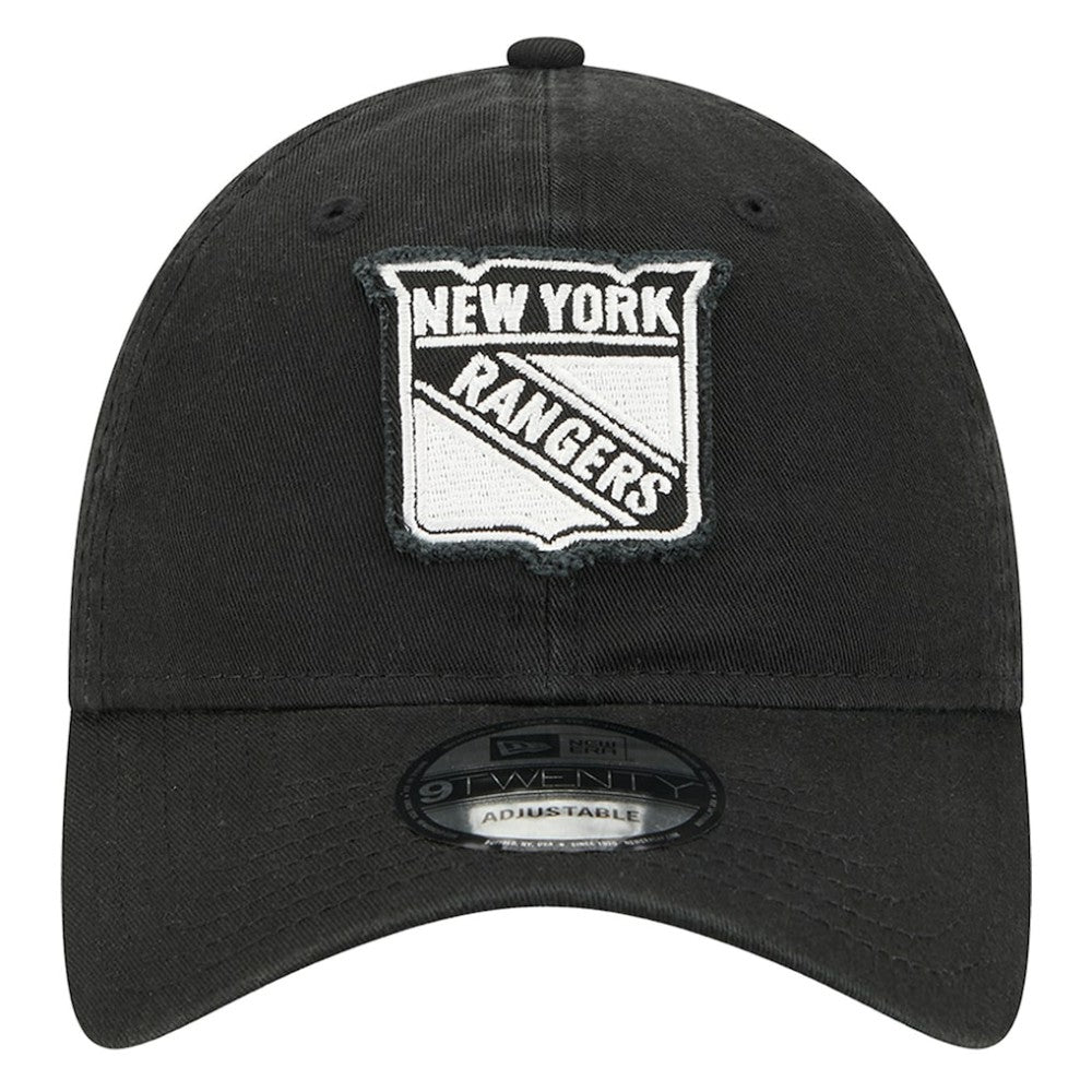 New York Rangers New Era Stamp Fabric Applique 9TWENTY Adjustable Hat - Black Hats