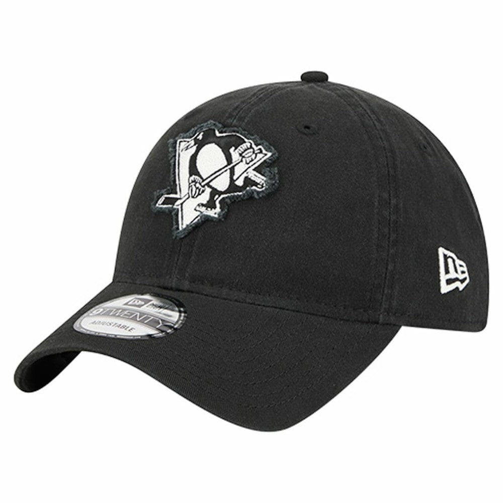 Pittsburgh Penguins New Era Stamp Fabric Applique 9TWENTY Adjustable Hat - Black Hats