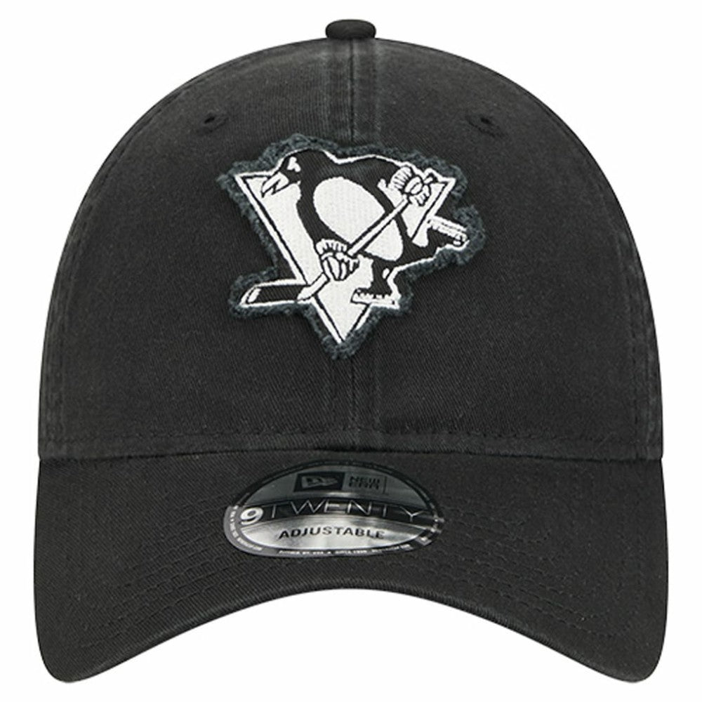 Pittsburgh Penguins New Era Stamp Fabric Applique 9TWENTY Adjustable Hat - Black Hats