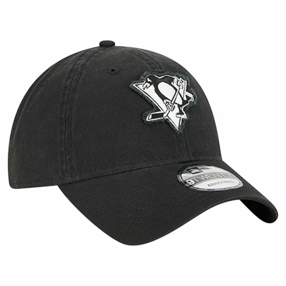 Pittsburgh Penguins New Era Stamp Fabric Applique 9TWENTY Adjustable Hat - Black Hats