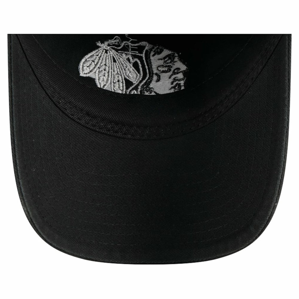 Chicago Blackhawks New Era Stamp Fabric Applique 9TWENTY Adjustable Hat - Black Hats