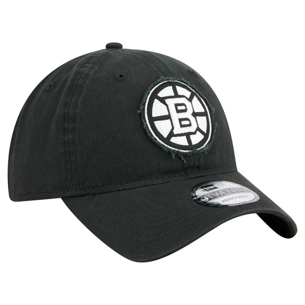 Boston Bruins New Era Stamp Fabric Applique 9TWENTY Adjustable Hat - Black Hats