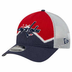 Washington Capitals New Era Hockey Sock 9FORTY A-Frame M-Crown Adjustable Trucker Hat - Navy/Red Hats