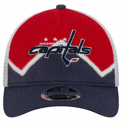 Washington Capitals New Era Hockey Sock 9FORTY A-Frame M-Crown Adjustable Trucker Hat - Navy/Red Hats