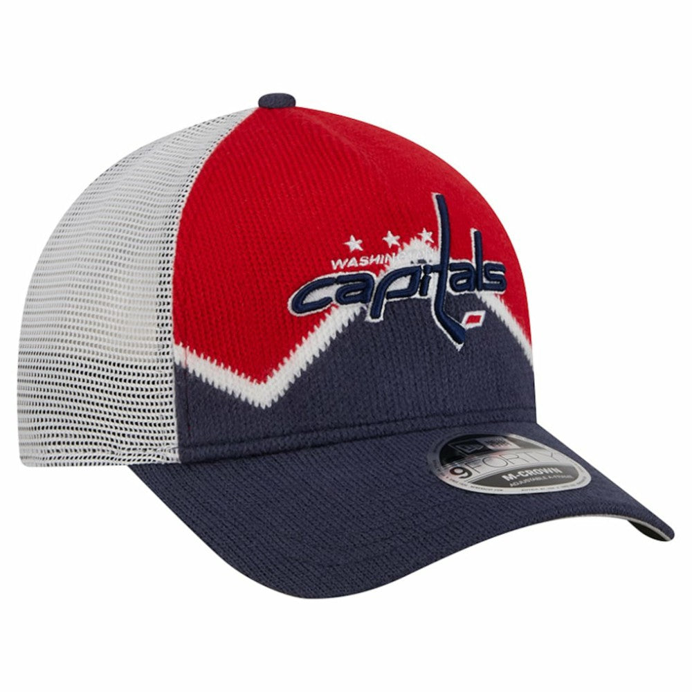 Washington Capitals New Era Hockey Sock 9FORTY A-Frame M-Crown Adjustable Trucker Hat - Navy/Red Hats