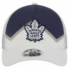 Toronto Maple Leafs New Era Hockey Sock 9FORTY A-Frame M-Crown Adjustable Trucker Hat - White/Blue Hats