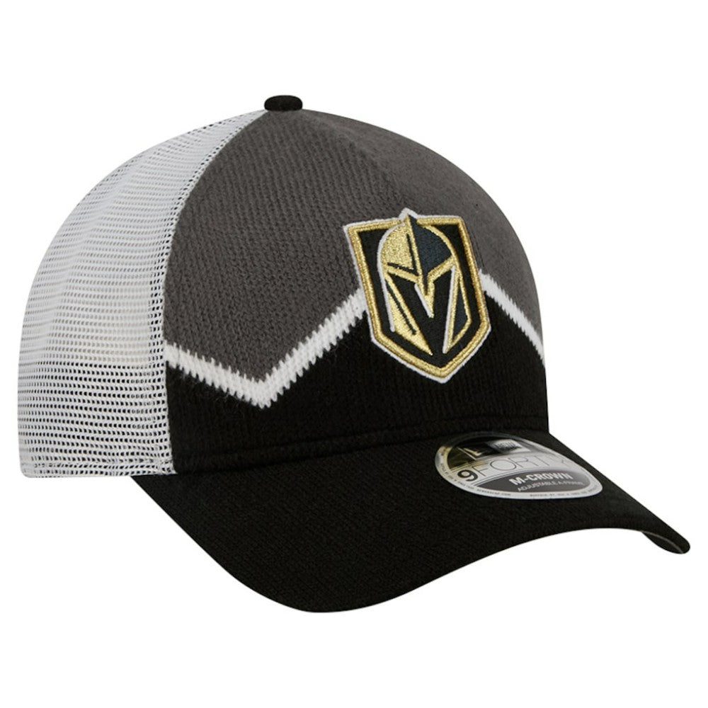 Vegas Golden Knights New Era Hockey Sock 9FORTY A-Frame M-Crown Adjustable Trucker Hat - Black/Gray Hats